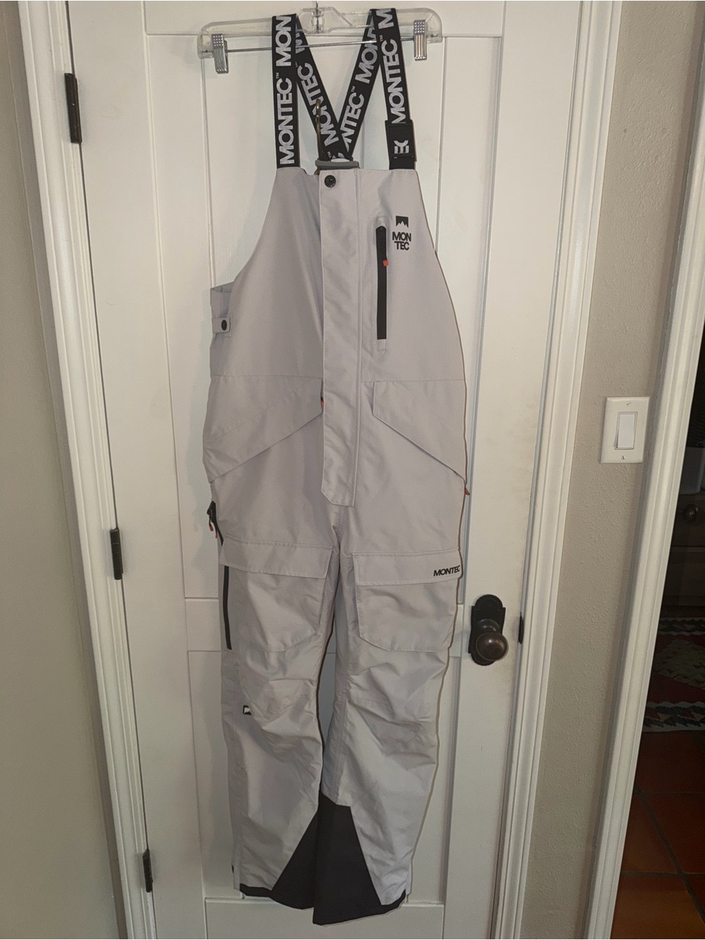 Women’s Light Gray Snow Bib Pants with Adjustable Suspenders